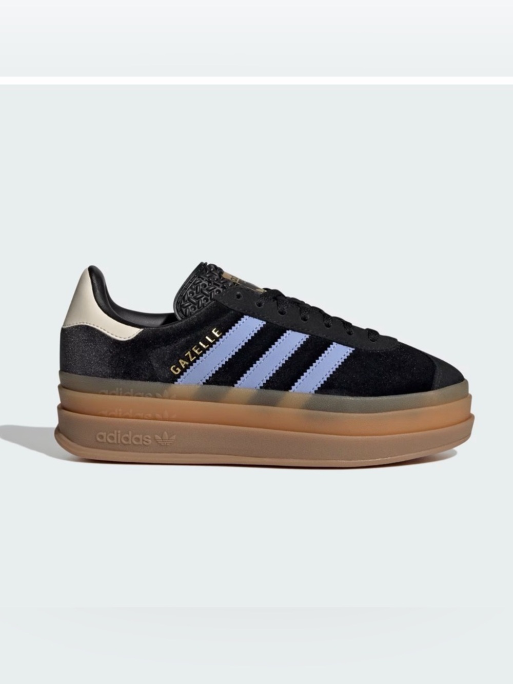 Adidas Gazelle Bold J Core Black Blue Spark Size 4.5 Y/6.5 Womens Velvet, NWB - Picture 15 of 15